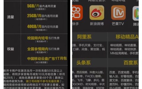 广东移动动感地推出39元校园版套餐（充值优惠后只需29）
