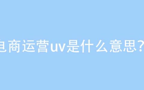 电商uv是什么意思啊？（uv＝访客量）